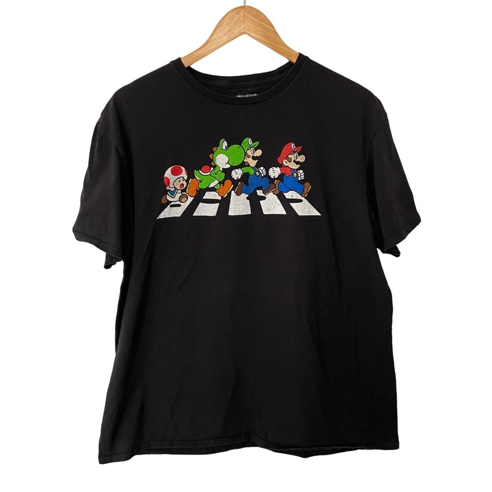 Nintendo Traffic Laws Gaming Tee Super Mario Graphic T-Shirt Mens XL Black